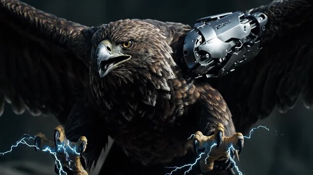 Golden eagle displaying an intense gaze, its sharp beak and detailed brown plumage filling the frame, representing power, freedom, and predatory instinct in wildlife