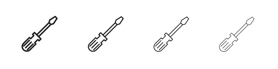 Screwdriver icon outline symbol. Editable Stroke collection.