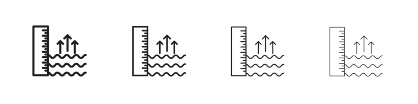 sea level icon outline symbol. Editable Stroke collection.