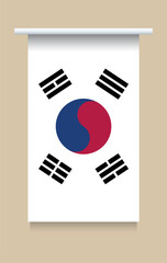 Vertical flag of South Korea. Perfect for use in patriotic designs, international events, education, travel materials, and national celebrations. Vector Illustration