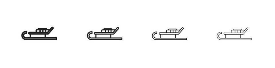 Sled icon outline symbol. Editable Stroke collection.