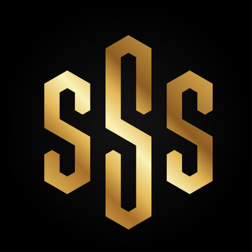 Elegant Golden SSS Monogram Logo on Black Background