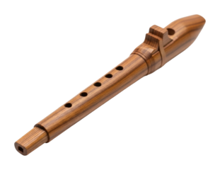 Crafting traditional wooden flute artisan workshop product showcase isolated on transparent background