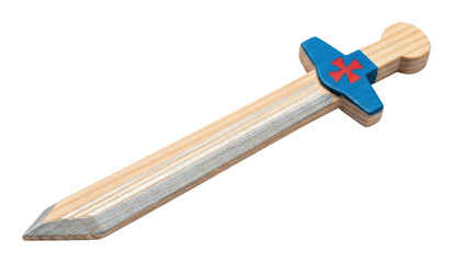 Wooden sword playtime event for kids home toy fun isolated on transparent background
