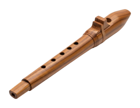 Crafting traditional wooden flute artisan workshop product showcase isolated on transparent background