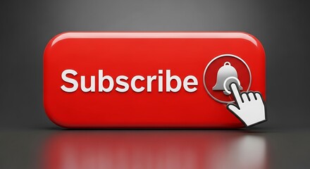Subscribe Button with Notification Bell and Hand Cursor - Engaging Content Reminder.