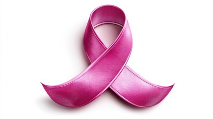 Pink ribbon symbol of breast cancer awareness on a white background