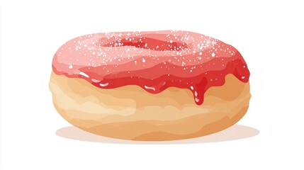 Delicious pink frosted donut with sprinkles, showcasing a soft, fluffy texture and inviting appearance, perfect for dessert lovers and bakery enthusiasts