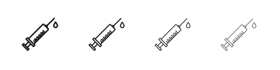 Syringe icon outline symbol. Editable Stroke collection.