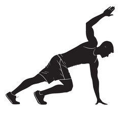 Black Gym Workout Pose Silhouette Vector, High Quality Illustration on White Background