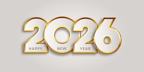 Fototapeta na wymiar Happy New Year banner with gold text design 