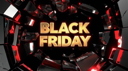Dynamic 4K animation featuring bold Black Friday visuals with glossy textures, glowing paint effects, and energetic motion graphics. Perfect for promotional videos, advertisements, sale announcements