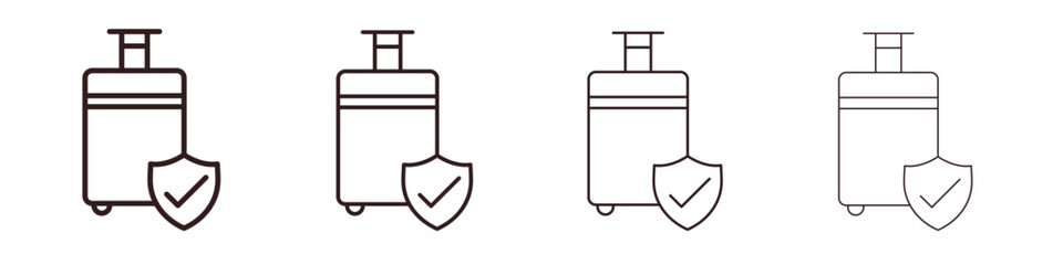 Travel insurance icon outline symbol. Editable Stroke collection.