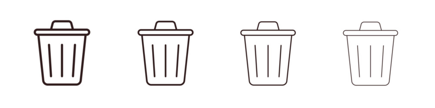 Trash icon outline symbol. Editable Stroke collection.