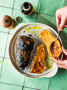 Butternut roasted on fire