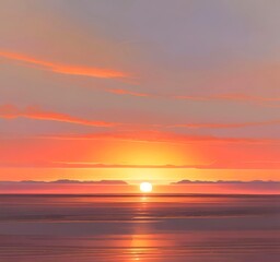 Fototapeta premium Abstract minimal landscape with single horizon line dividing sky and land