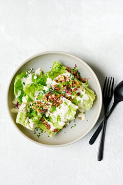 Side salad of baby cos wedges, parmesan & chive dressing, toasted walnuts, tamari pepitas