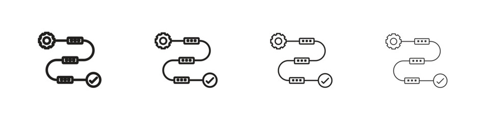 Workflow process icon outline symbol. Editable Stroke collection.
