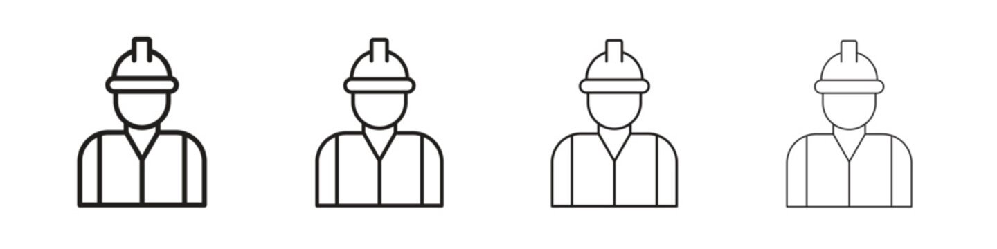 Worker icon outline symbol. Editable Stroke collection.