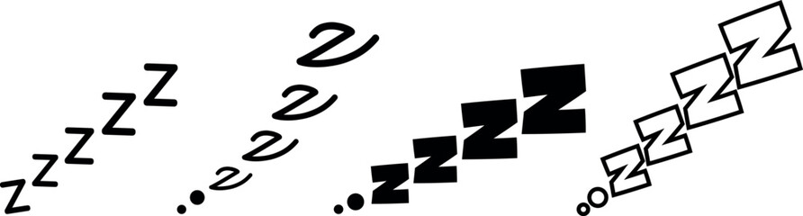 Sleep zzzz doodle symbol set. Sleepy dream icon. Vector illustration