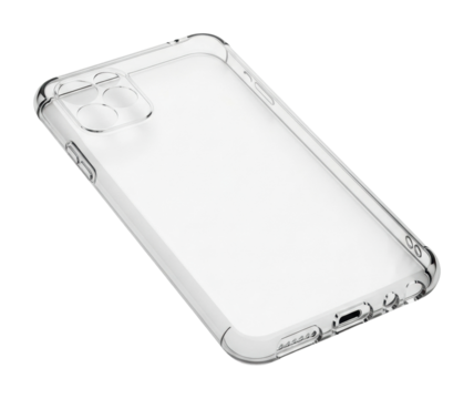 Protective clear phone case product showcase isolated on transparent background
