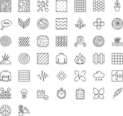 Collection of simple line icons representing various concepts and objects