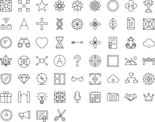 Collection of 50 diverse line art icons