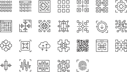 Collection of abstract technology and data icons