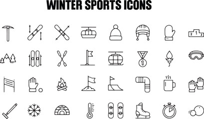 Collection of winter sports icons