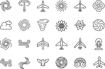 Collection of weather and aviation icons