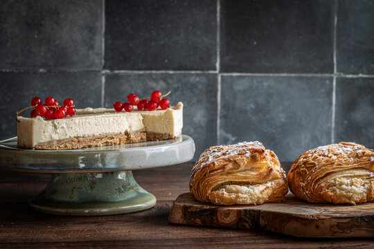 Pastries and cakes on a counter