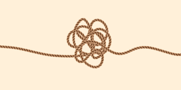 Messy Tangled Rope Knot Heap Vector Illustration