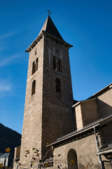 Obraz premium The Church of Saint Vicent is located in the village of Ax-les-Thermes, France. 