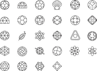 Collection of geometric and abstract line art icons