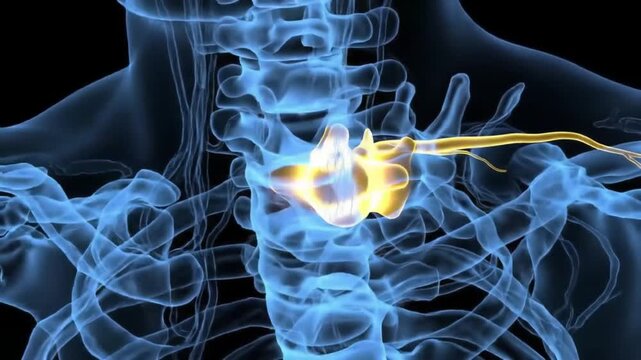Animated Spine Vertebrae with Nerve Root Compression and Spinal Cord Visualization