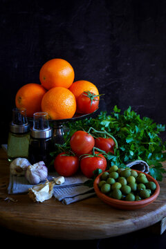 Mediterranean diet, including traditional fresh fruit, vegetables, legumes, and herbs from the warm climate countries bordering the Mediterranean Sea with fresh, seasonal, and minimally processed food