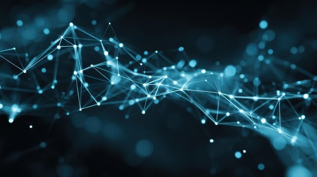 Futuristic Ai Network Visualization With Glowing Nodes in a Dynamic Banner Layout