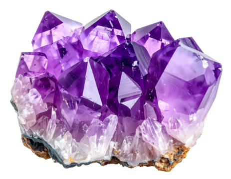 Cluster of sparkling purple, lavender, and clear quartz crystals