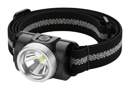 Adventure lighting gear exploration headlamp nighttime isolated on transparent background