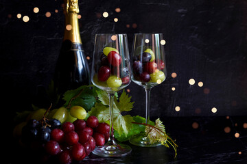 Spanish and Latin American New Year Tradition for Eating 12 Grapes at Midnight for Good Luck.