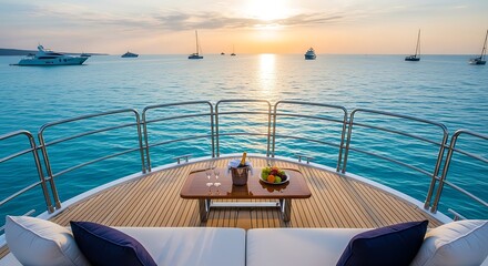 Luxury Yacht Deck at Sunset - A Serene Ocean Escape.