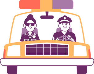 Two police officers in patrol car, flat vector illustration © Oleksandr