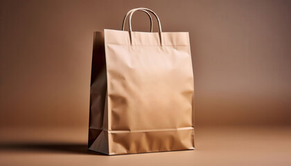 Eco-friendly brown paper bag with green recycling symbol, highlighting sustainable packaging design. Perfect for retail shopping, branding, and International Environment Day campaigns.