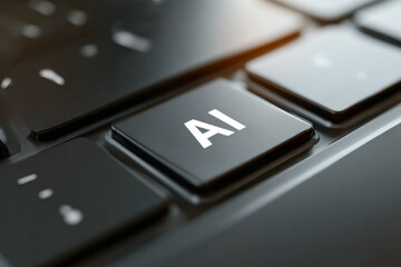 Black keyboard key with white letters representing artificial intelligence technology highlighting digital innovation and futuristic computing concepts