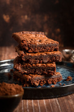 Stack of chocolate brownies