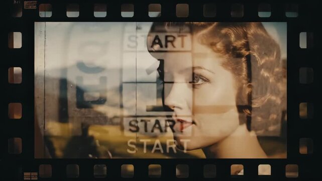 Vintage movie film frame with old count down to three, a retro start sequence for cinematic opening or closing title.