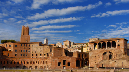View of Trajan's Forum old ruins in Rome