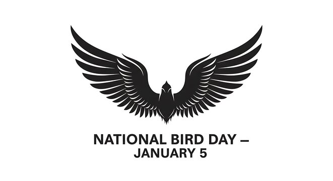National bird day celebrated on january 5 with bird wings isolated on white background