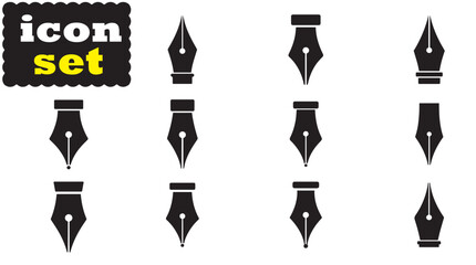 Fountain Pen Nib icon Set, Fountain Pen Nib solid vector