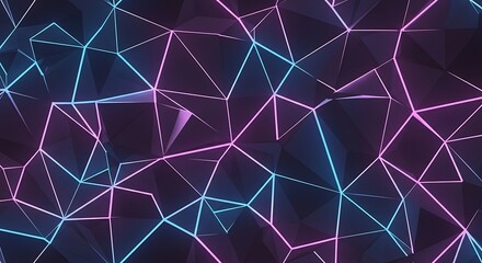 Abstract low poly background with luminous lines and vibrant colors